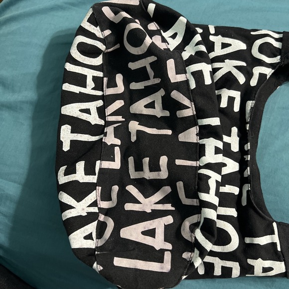 Lake Tahoe Unbranded Tote Snap Closure Crossbody Canvas Purse‎ Bag Black Pink - Picture 5 of 13